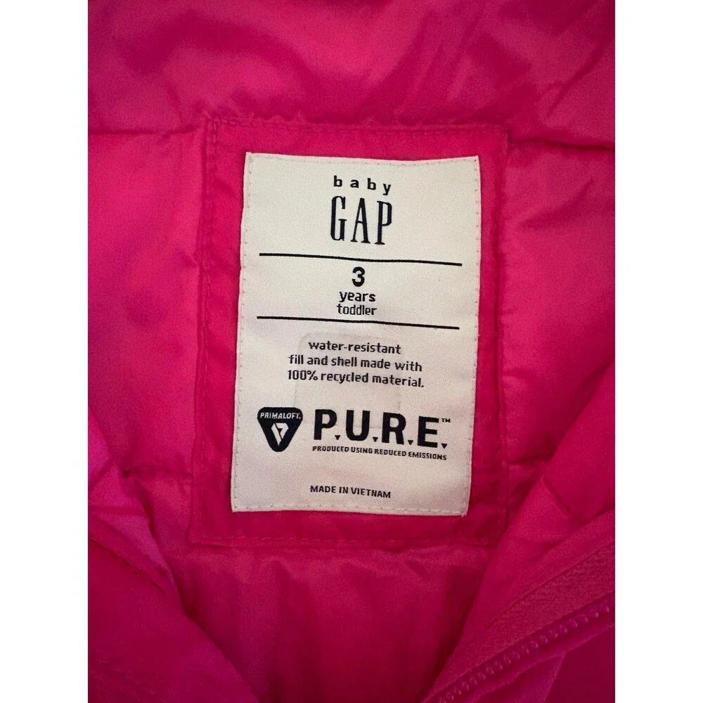 NWOT Baby Gap Pink Puffer Coat, Size 3T